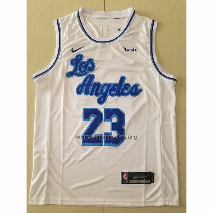 Camiseta Los Angeles Lakers Lebron James NO 23 Classic 2019-20 Blanco